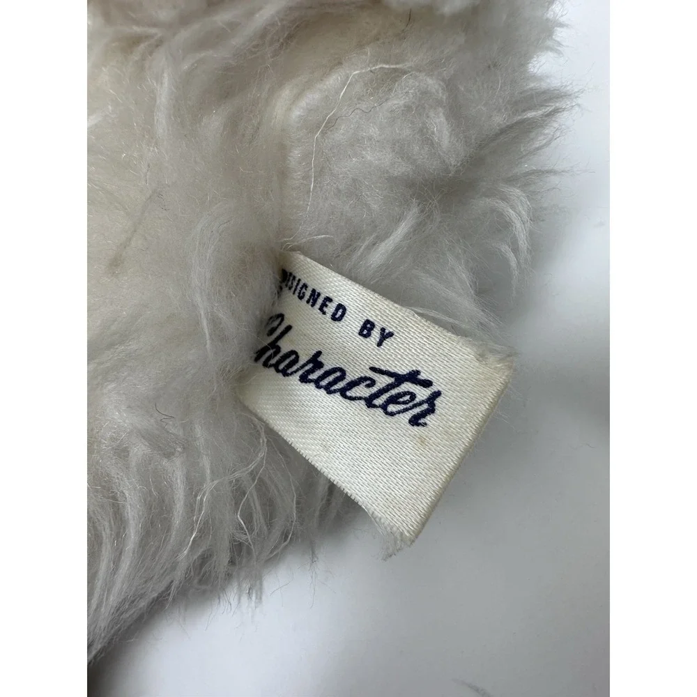 Vintage Character Novelty Co Fox Terrier Plush Dog Red Ribbon Collar 12 inches